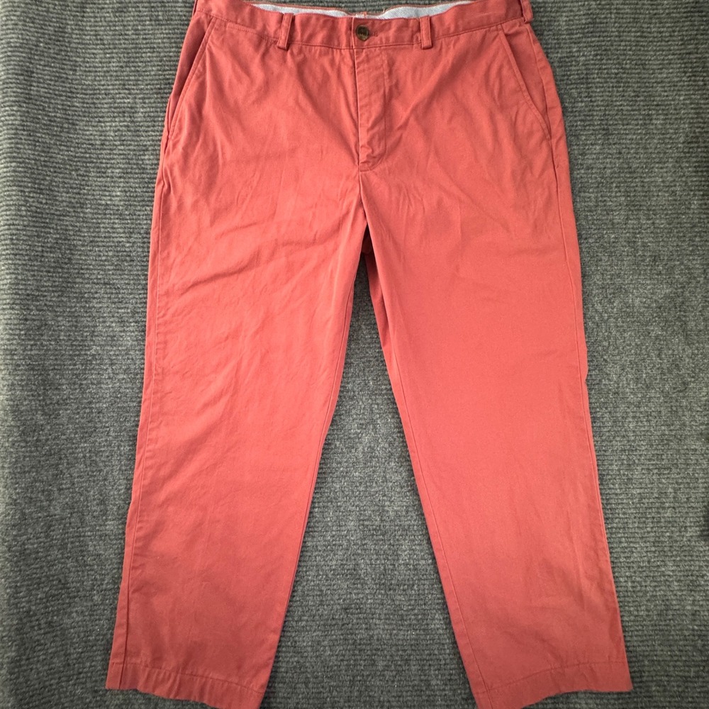 Brooks Brothers Clark Mens Chinos 40.5x27.75 Salmon Coral Stretch Cotton Pants